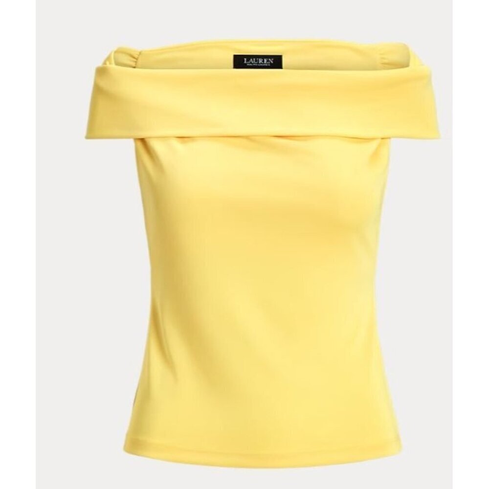 NEW Lauren Ralph Lauren Women's Top Stretch Jersey Off the Shoulder Yellow XL